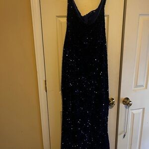 Fashion Nova Black Sequin Gown Spaghetti Strap Prom